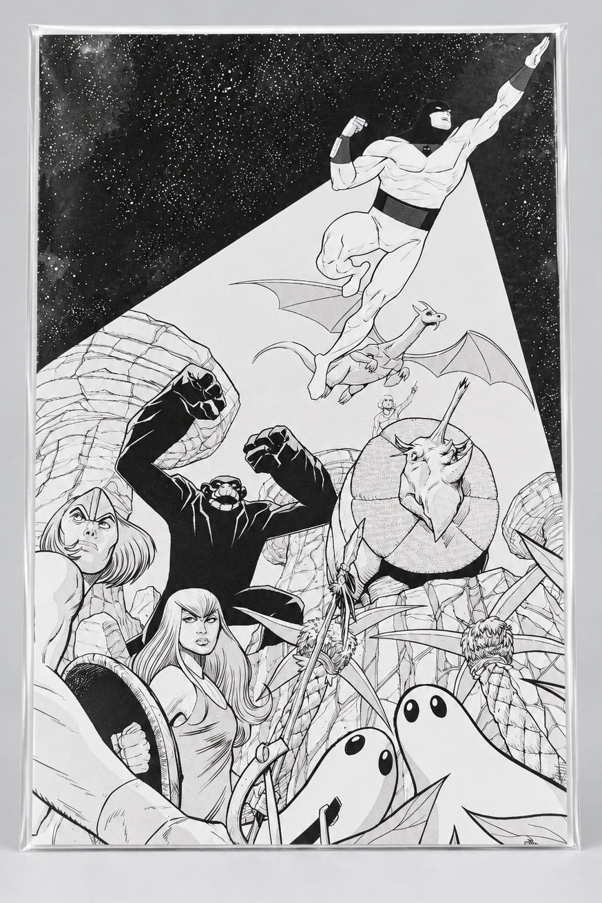 Space Ghost vs. The Herculoids #1 -Cover O RI 1:5 Line Art Virgin Variant (Drew Moss) |1st Print| Dynamite 2026