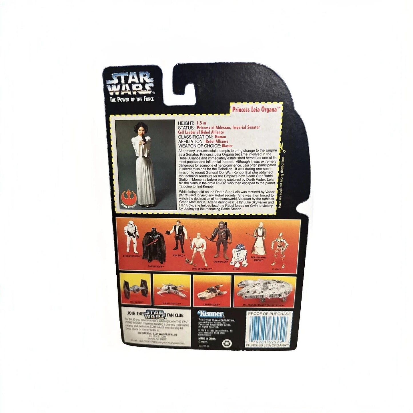 Back of a Star Wars The Clone Wars Kenner action figure carded packaging for Droids Into Space, showing product details, character photos, and a barcode on a white background.