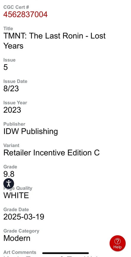 TMNT: The Last Ronin – Lost Years #5 (Aug 2023) Retailer Incentive Edition C | CGC 9.8