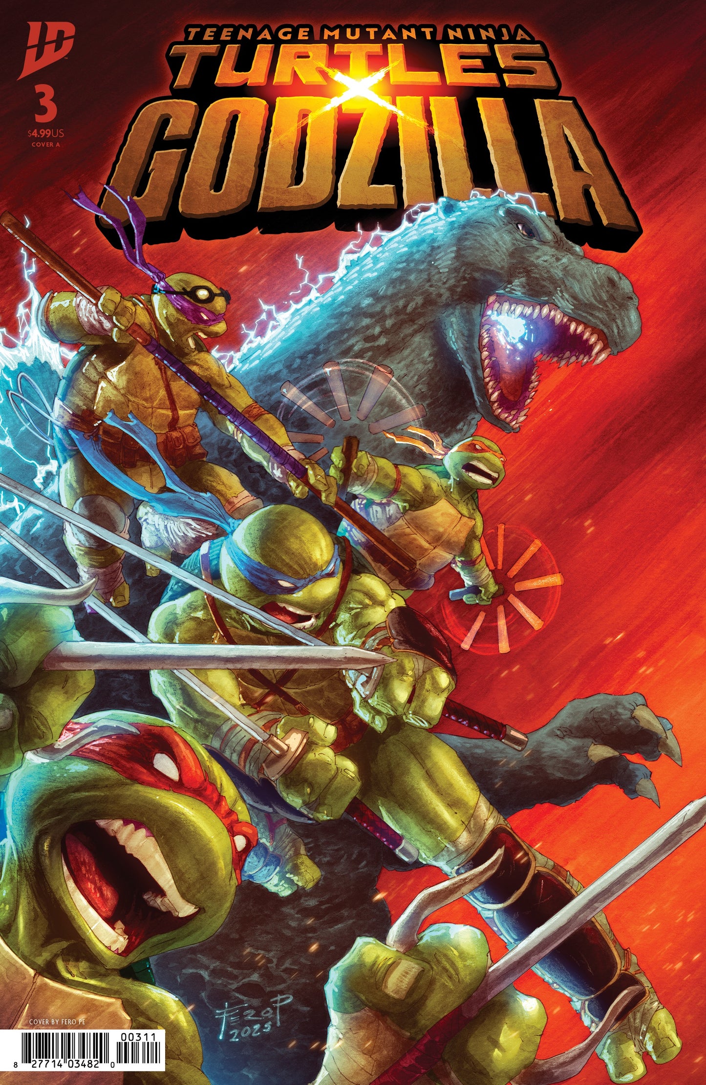 Teenage Mutant Ninja Turtles x Godzilla #3 (2025) Cover A — Fero Pe | IDW Comics 1st Print
