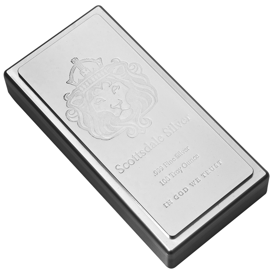 Scottsdale Stacker King Lion 100 oz Silver Bar | 0.999 Fine Silver