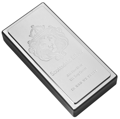 Scottsdale Stacker King Lion 100 oz Silver Bar | 0.999 Fine Silver