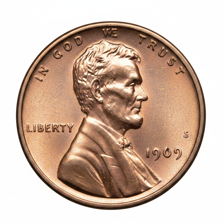 1909-S Lincoln Wheat Cent – Rose Copper Tone