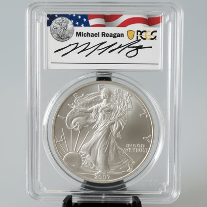 2007-W American Silver Eagle — SP-70 Burnished | PCGS Certified | Reagan Legacy Series