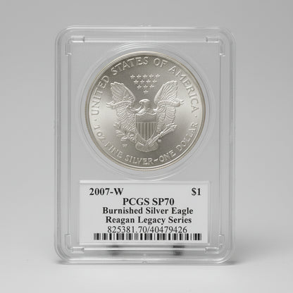 2007-W American Silver Eagle — SP-70 Burnished | PCGS Certified | Reagan Legacy Series
