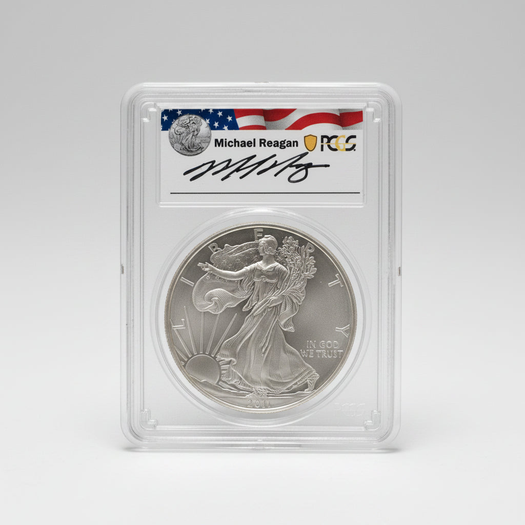 2011-W $1 PCGS SP70 Burnished Silver Eagle 25th Anniversary Reagan Legacy Series
