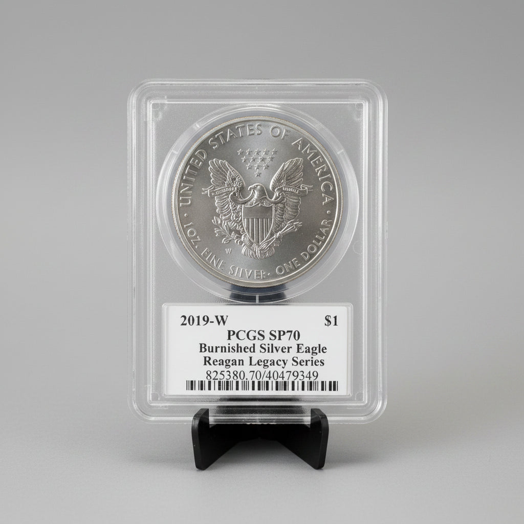 2019-W American Silver Eagle — SP-70 Burnished | PCGS Certified | Reagan Legacy Series
