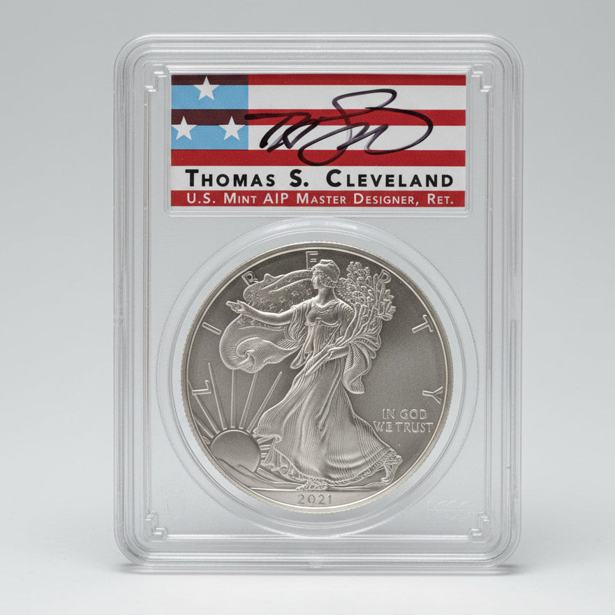 2021-(P) $1 American Silver Eagle T1 Emergency Issue PCGS MS70 — Thomas Cleveland Label
