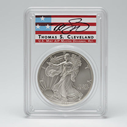 2021-(P) $1 American Silver Eagle T1 Emergency Issue PCGS MS70 — Thomas Cleveland Label