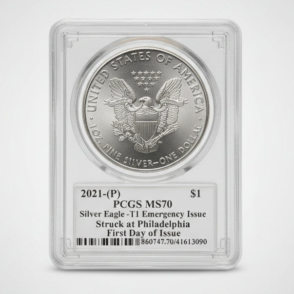 2021-(P) $1 American Silver Eagle T1 Emergency Issue PCGS MS70 — Thomas Cleveland Label