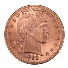 1 oz .999 Fine Copper Round | Barber Half Dollar Design