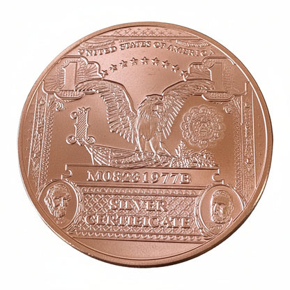 1 oz .999 Fine Copper Round | $1 Black Eagle Note
