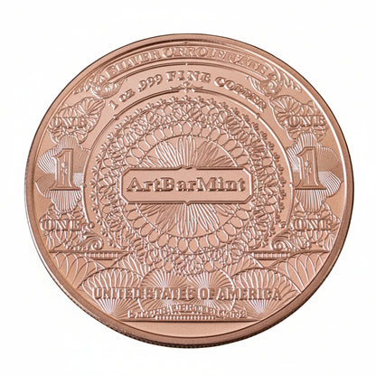 1 oz .999 Fine Copper Round | $1 Black Eagle Note