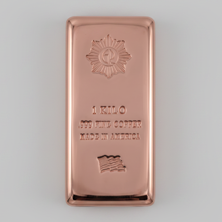 GR Reserve 1 Kilo Polished Copper Cast Bar | .999+ Fine | Brand New