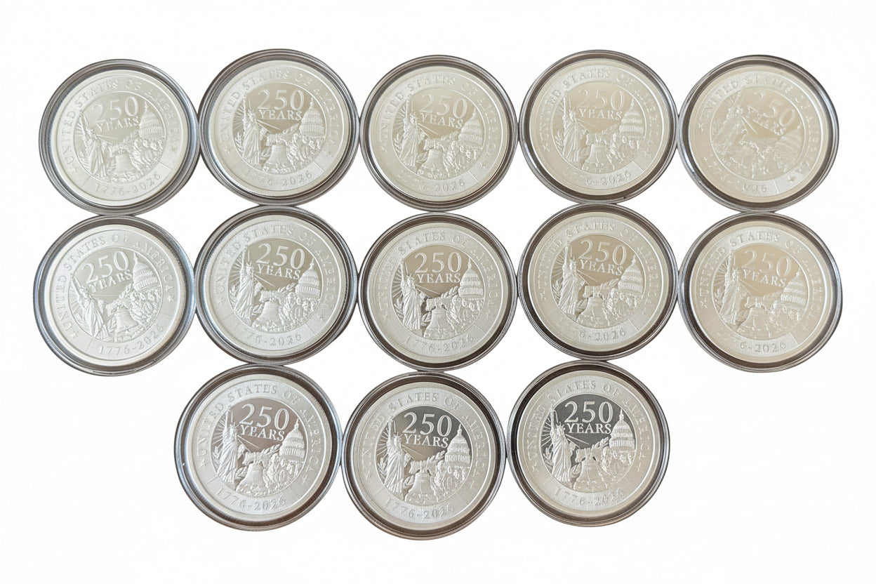 1 oz U.S. 250th Anniversary Silver Round | GSM Design | .999 Fine Silver