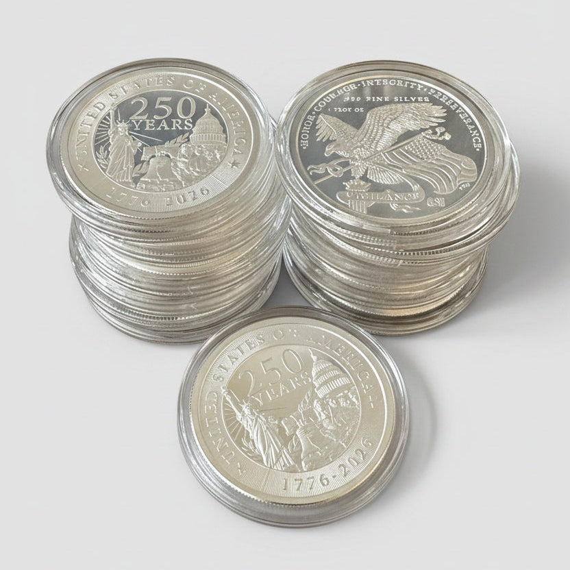 1 oz U.S. 250th Anniversary Silver Round | GSM Design | .999 Fine Silver
