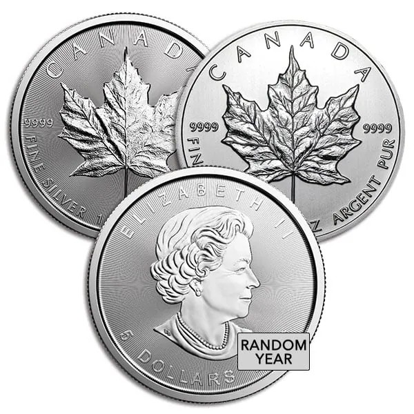 1 oz Canadian Silver Maple Leaf BU (Random Year) | .9999 Fine Silver | Royal Canadian Mint