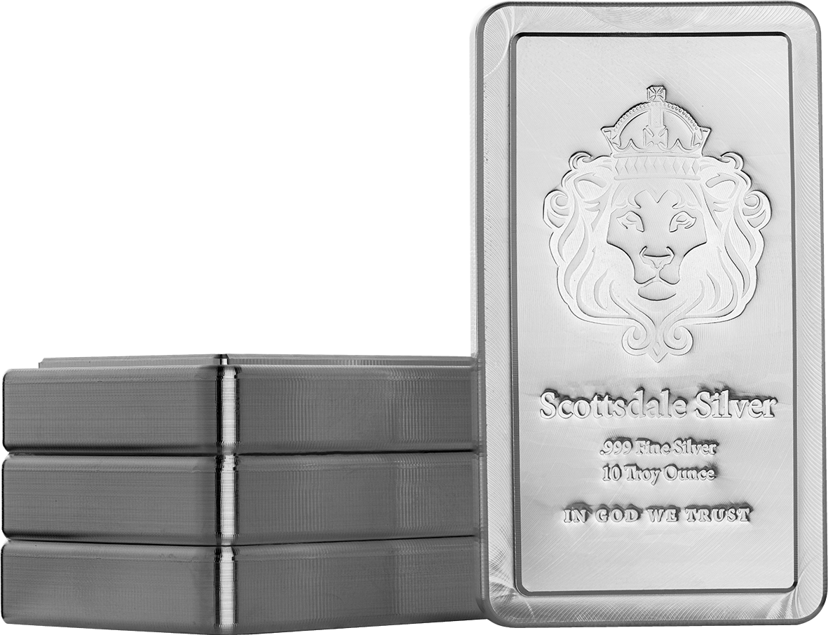 Scottsdale Stacker Lion 10 oz Silver Bar | 0.999 Fine Silver
