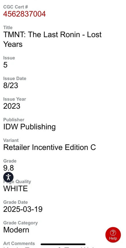TMNT: The Last Ronin – Lost Years #5 (Aug 2023) Retailer Incentive Edition C | CGC 9.8